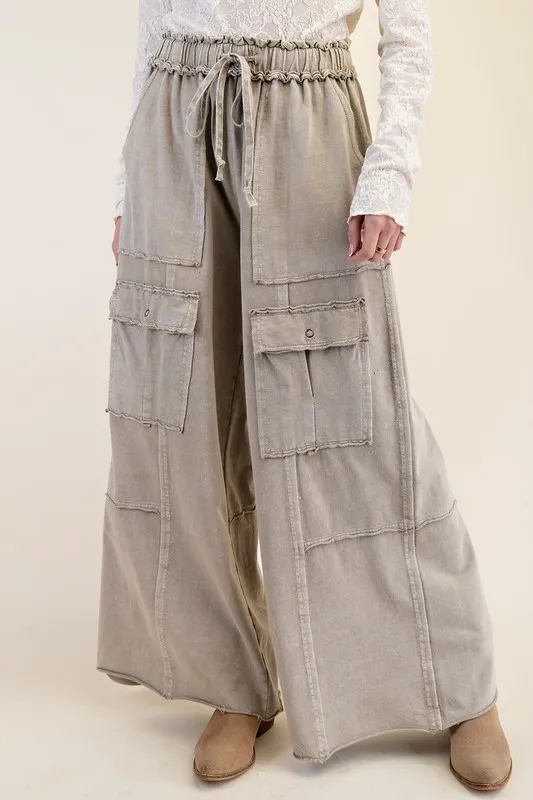 Women's Casual Working Pants High Waist Large Pocket Straight leg Pants Khaki - Shop at LoveMi