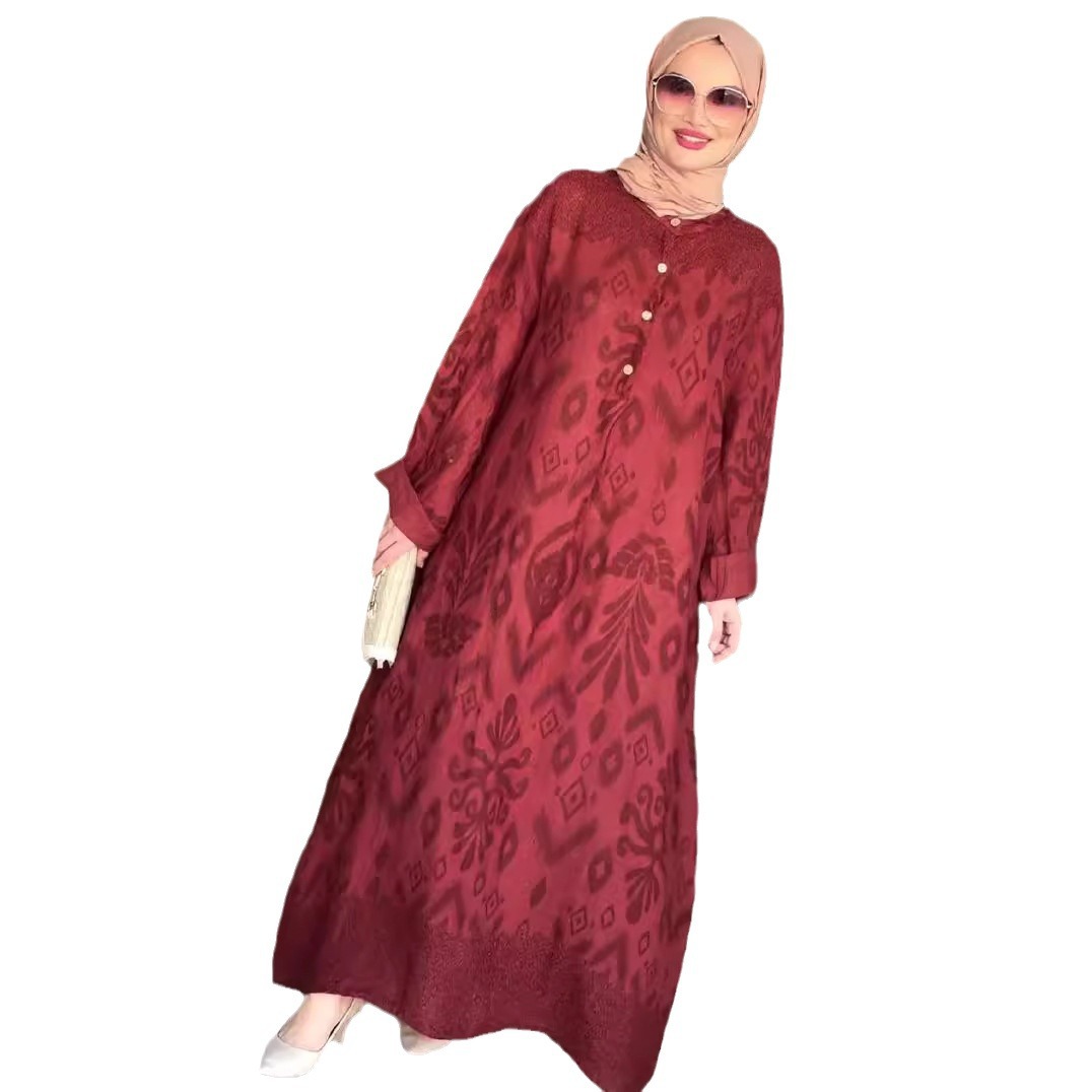 French Hepburn Style Fashion Jacquard Large Swing Dress