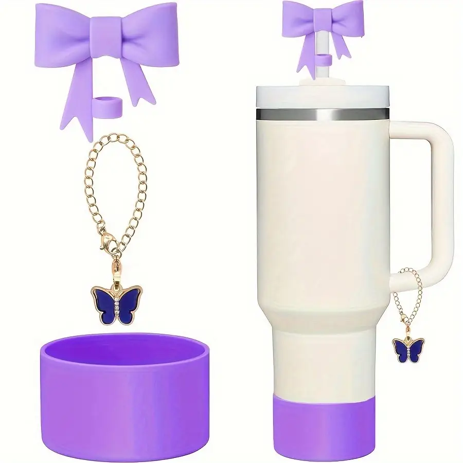 Straw Cap Bow Lanyard Combination 10mm Dust Plug Accessories Suit