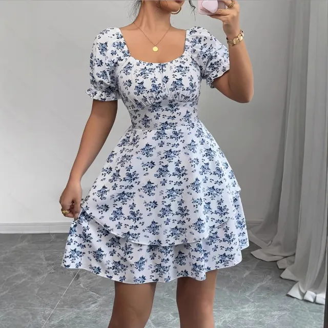 Women's Blue Floral Dress Blue - Shop at LoveMi