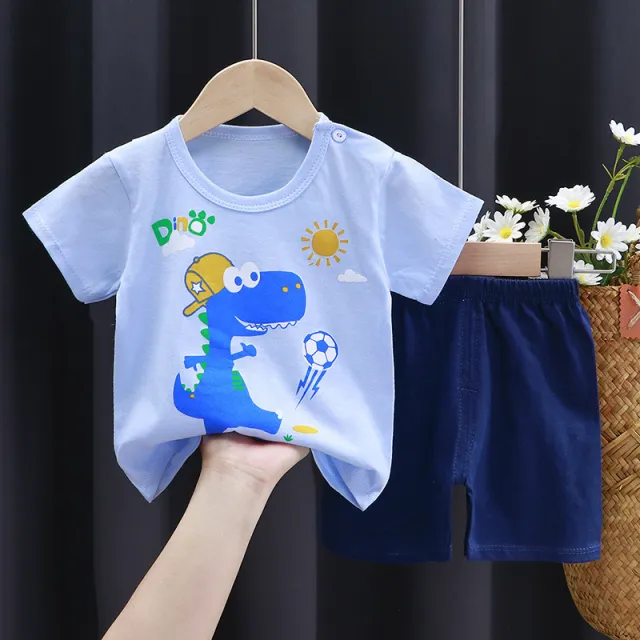 Children's Short sleeved Suit T shirt And Shorts Two piece Set M35 Style 80Cm - Shop at LoveMi