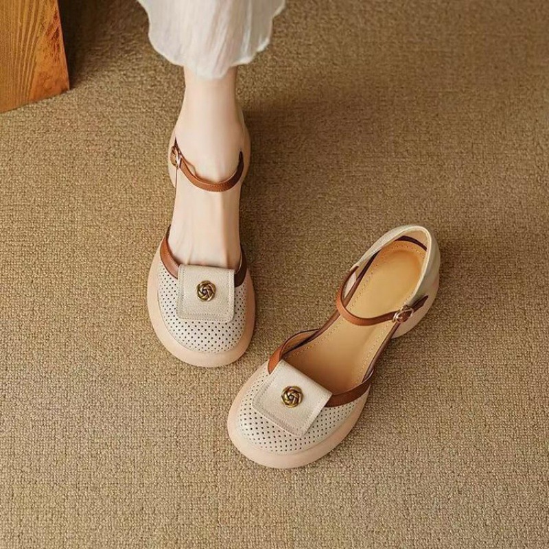 Women's Fashionable Waterproof Closed-Toe High-Heel Sandals
