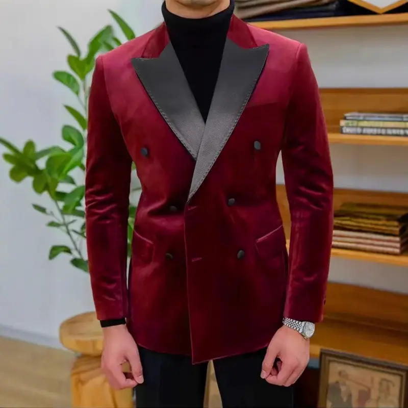 Fashionable Velvet Casual Men's Suit Jacket