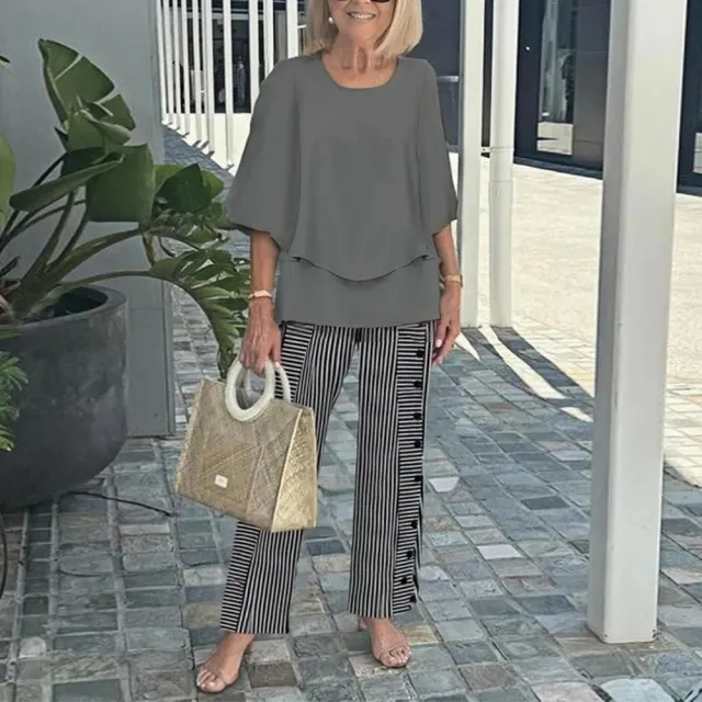 Trade Casual Round Neck Shirt With Half Sleeve Top Printed Floral Pants Suit 08 Style - Shop at LoveMi