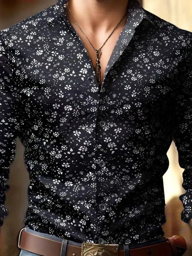 European And American Spring And Autumn Leisure Personalized Trendy Men Long Sleeve 3D Printed Shirt