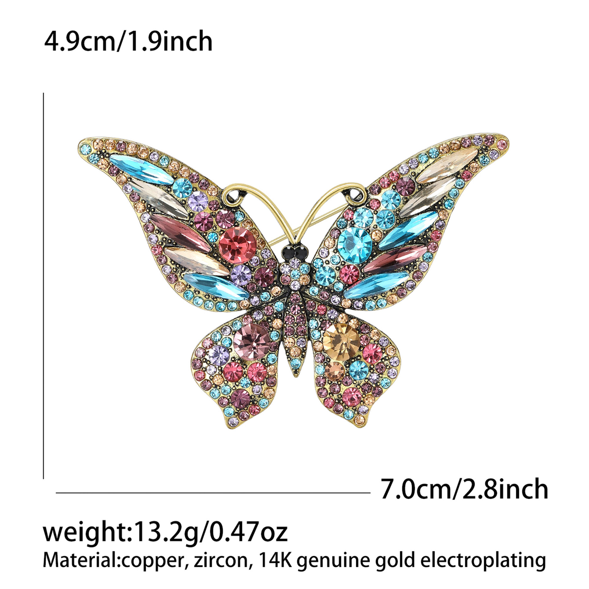 Rhinestone Butterfly Brooch, picture 5 of 11