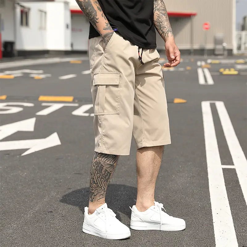 New Summer Thin American-Style Minimalist Casual Mens Cropped Trousers