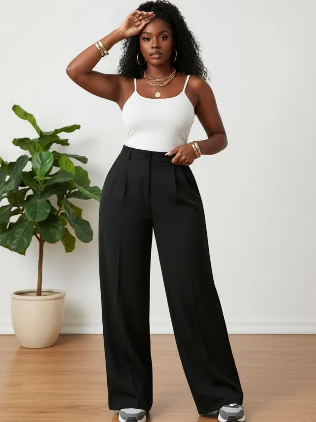Stylish Versatile American style Draping Straight leg Casual Pants Black - Shop at LoveMi