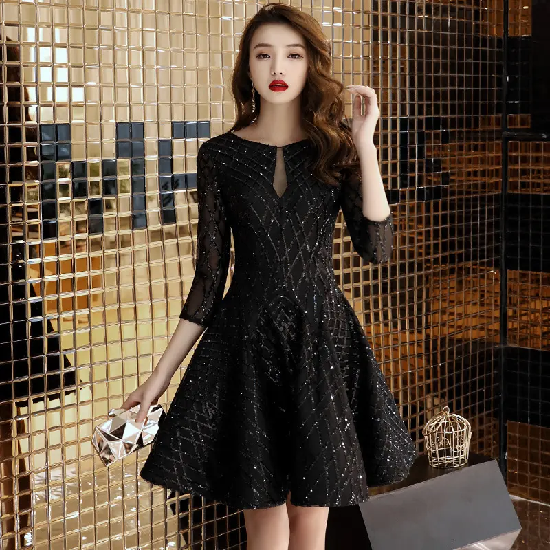 Women's Black Dinner Party Cocktail Birthday Dress Small Short