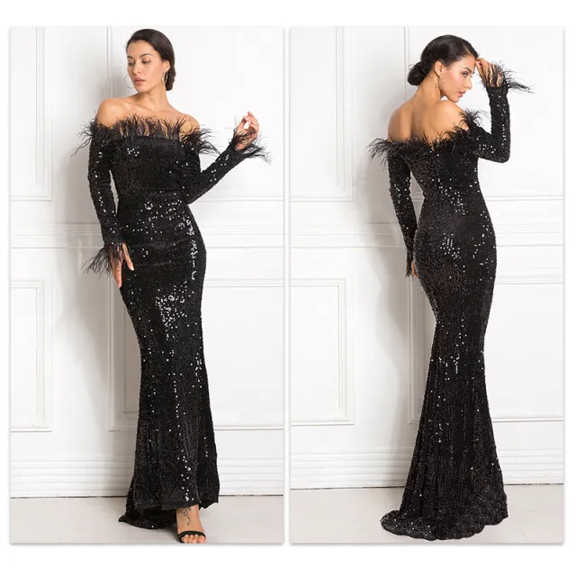 Off the shoulder Fishtail Party Formal Dress Black - Shop at LoveMi