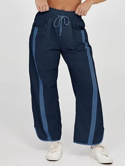 Casual Loose Drawstring Bucket Pants Women's Clothing Dark Blue - Shop at LoveMi