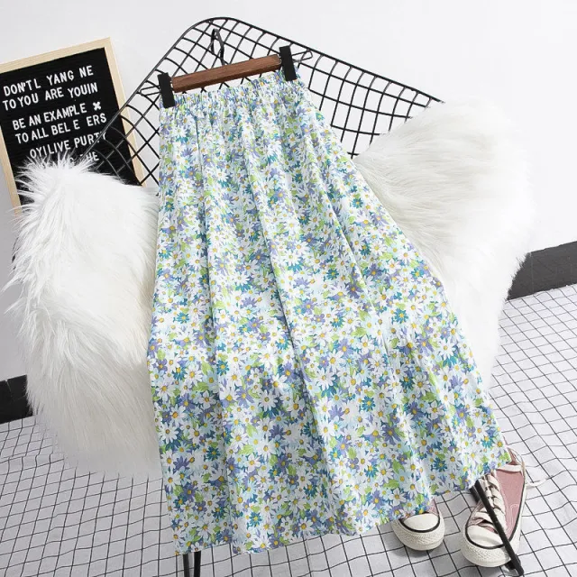Summer New Plus Size High Waist Chiffon Big Swing Midi Dress Blue - Shop at LoveMi