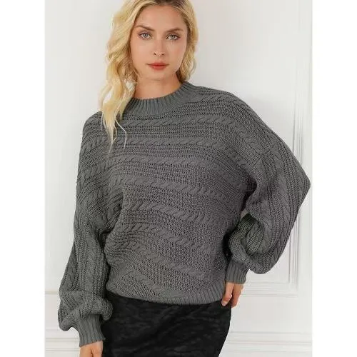 Winter New Twist Knitted Pullover Women's Casual All matching Gray - Shop at LoveMi