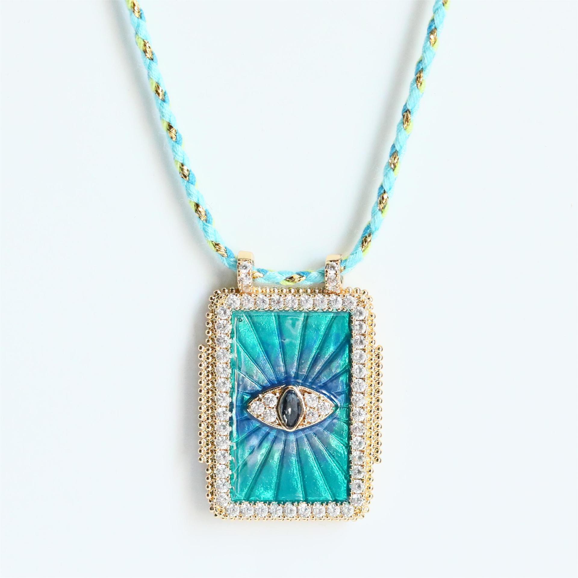 Square Plate Tarot Necklace Female Sun Moon Heart Long Necklace