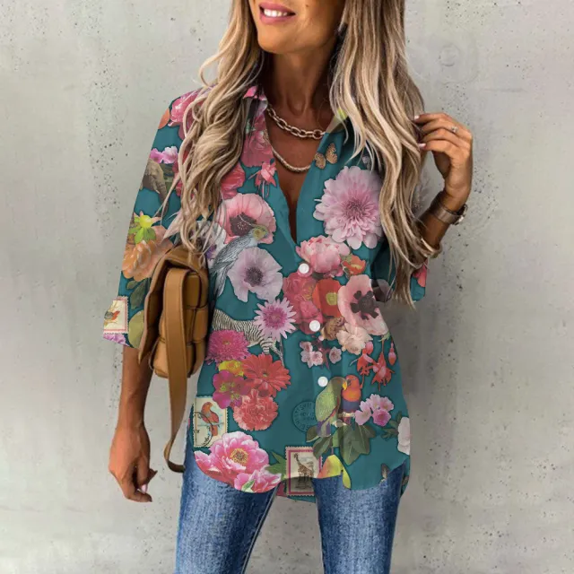 Women's Casual Digital Printing Large Upper Garment Shirt B25Sfxzh231911H 5Xl - Shop at LoveMi