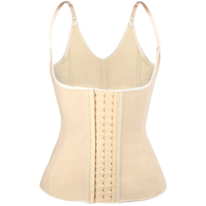 Rubber Corset Waist Girdling Belly Contraction Spaghetti Strap Tank Top Tan - Shop at LoveMi