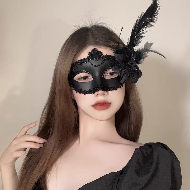 Halloween Feather Mask Prop Acrylic