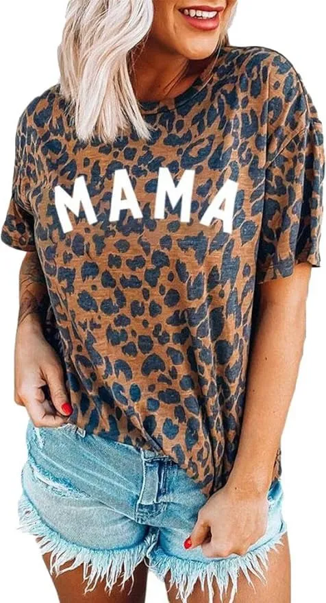 Round Neck Pullover Print Digital Short sleeved T shirt 5Style - Shop at LoveMi