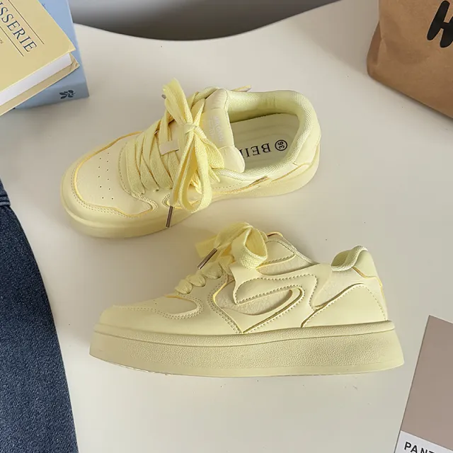 Fashionable All match Casual Platform Skateboard Shoes Yellow - Shop at LoveMi