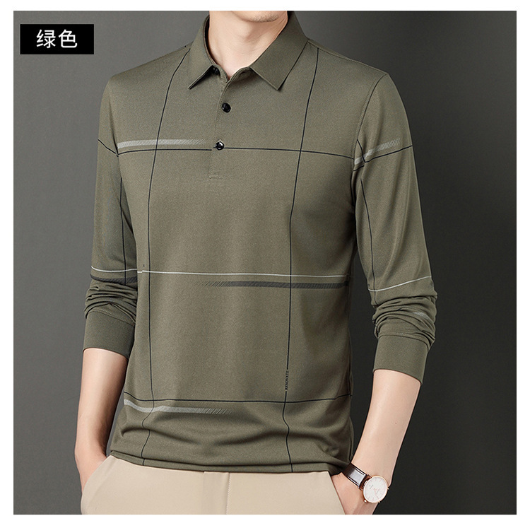 Autumn New Long-sleeved T-shirt Men's Lapel