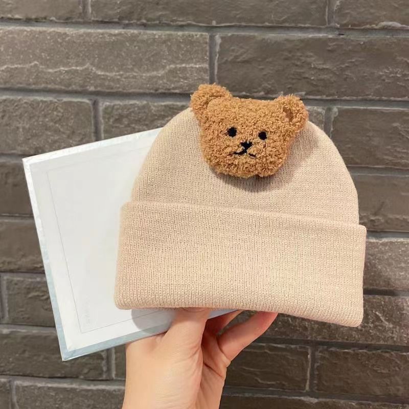 Bear Knitted Hat Khaki