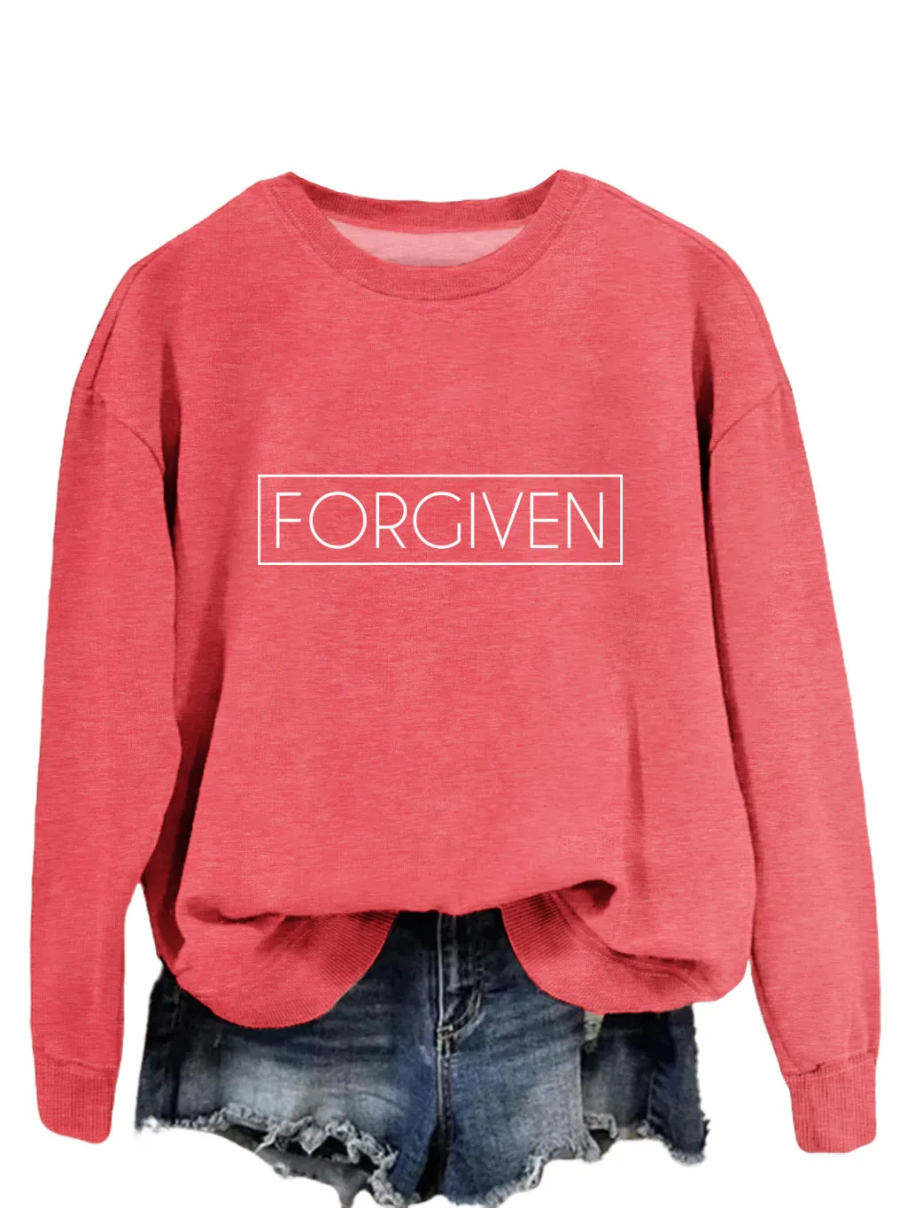 Trendy Tops Loose Long Sleeve Sweatershirt - Red