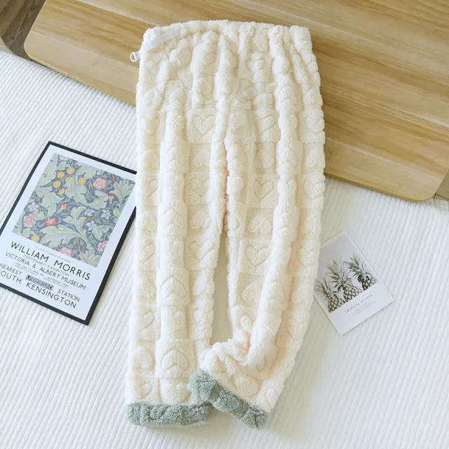 Plus Size Solid Color Coral Fleece Maternity Pants Loose Coral - Shop at LoveMi