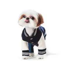 Pet Dog Cat Sweater Printed Baseball Uniform - Navy Blue - View 1