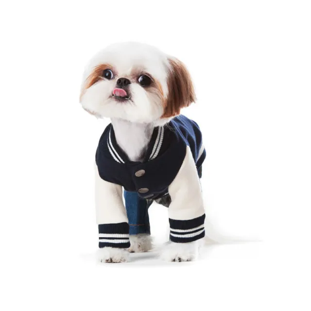 Pet Dog Cat Sweater Printed Baseball Uniform Navy Blue - Shop at LoveMi