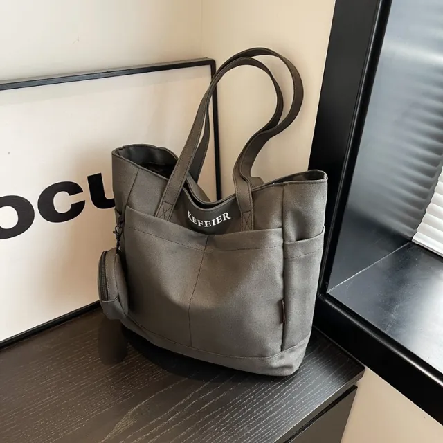 Canvas Shoulder Leisure Class Commuter Tote Bag Brown - Shop at LoveMi