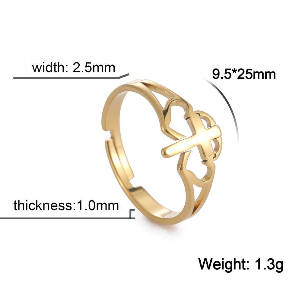 Double Love Cross Ring Opening Adjustable