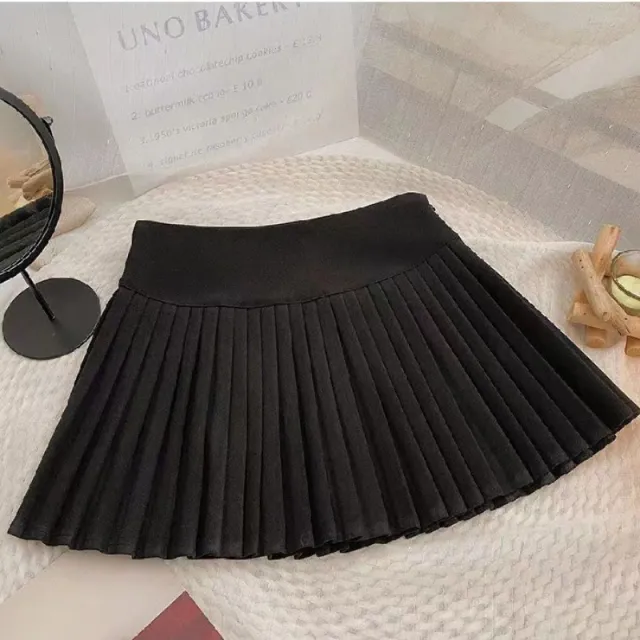 New Preppy Style Lined Four Seasons Pleated Skirt Black - Shop at LoveMi