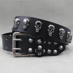 Alloy Skull Original Punk Rivet Belt - Black - View 1
