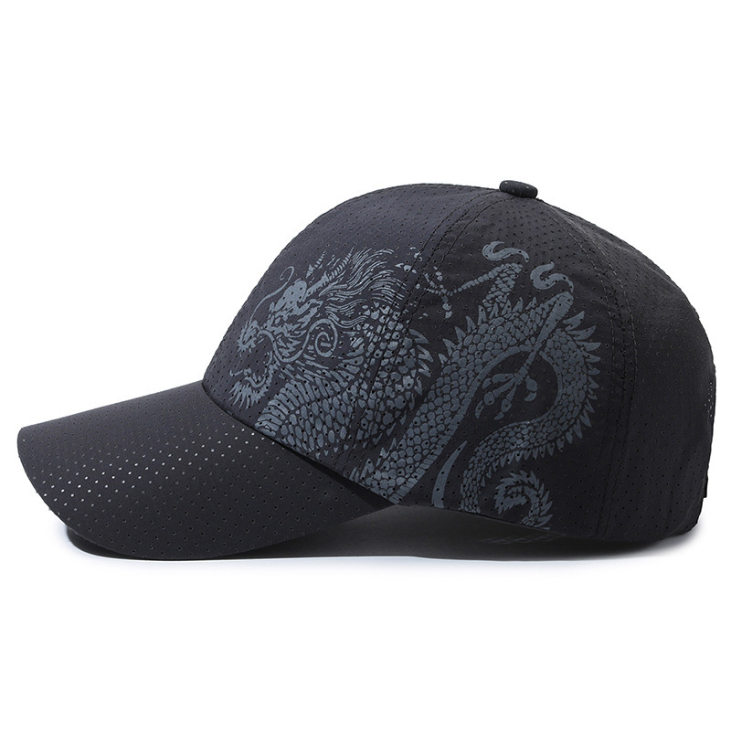 Hat Men's Chinese Style Printed Dragon Baseball Cap Polyester - Image 1