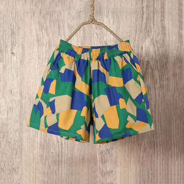 Women's Loose Outer Wear Elastic Waist Casual Cotton Linen Shorts Green - Shop at LoveMi