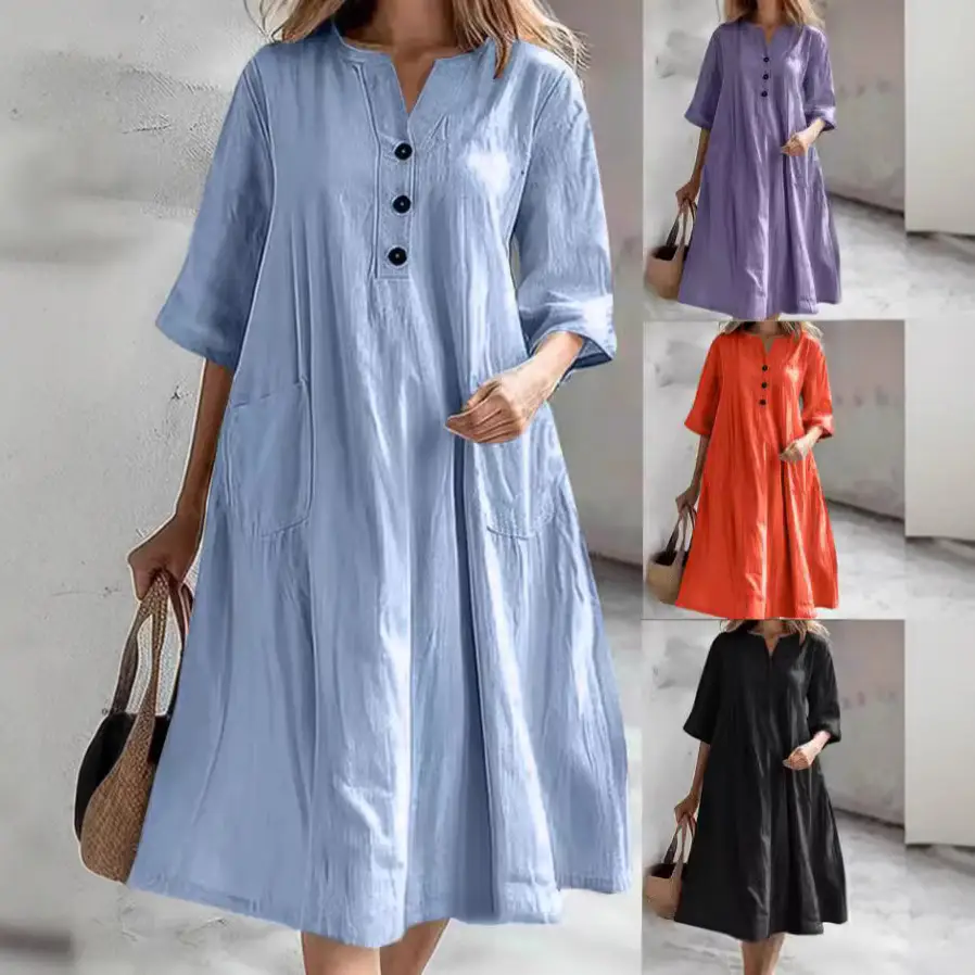 Cross Border Dress Loose Three-button Pocket Jumpsuit