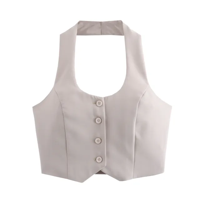Women's Cut Halterneck Vest Trousers Suit Top - Shop at LoveMi