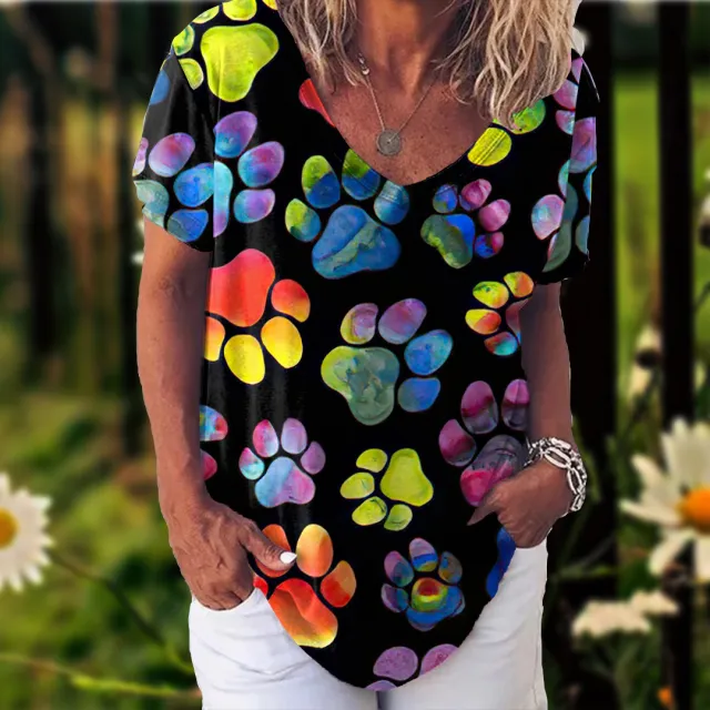 3D Printed Short Sleeve T shirt Women's Casual Half V neck T shirt Vtdws107847Sj94 - Shop at LoveMi