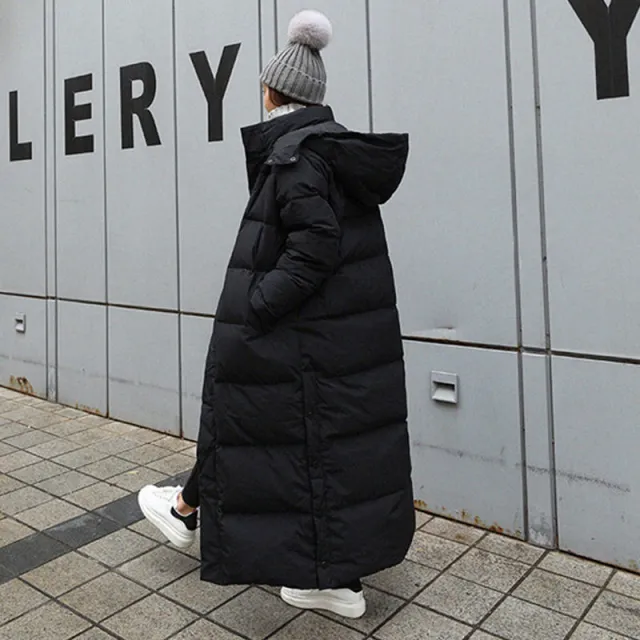 Women's Loose fitting Padded Long Below the knee Cotton Coat Black - Shop at LoveMi