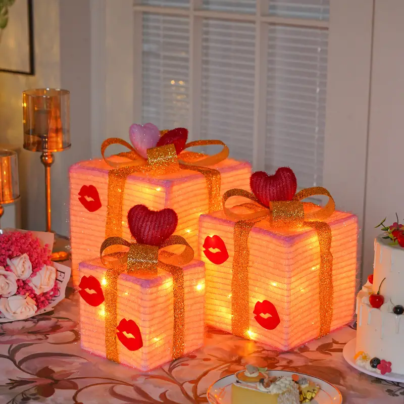 New Christmas Lover Gift Box Three-piece Folding Luminous Lights