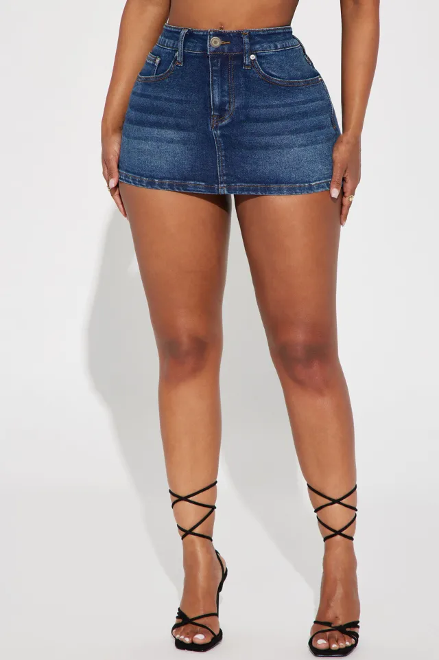 New Stretch Denim Skirt Dark Blue - Shop at LoveMi