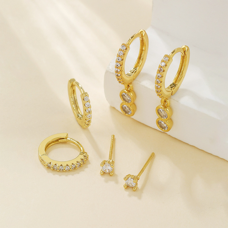 Simple Circle Pendant Earrings Inlaid Zircon