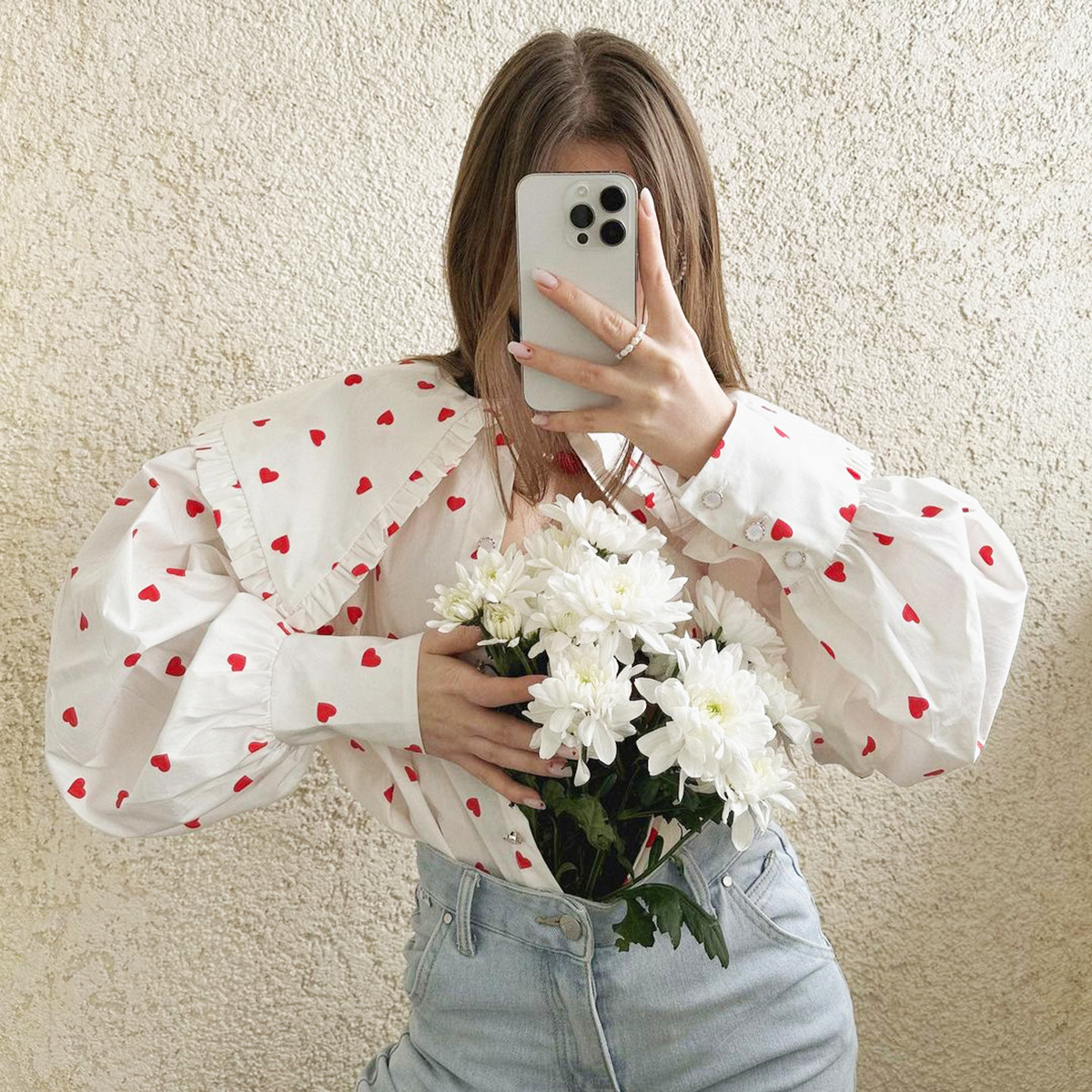 Women's Fashion Heart Printing Shirt