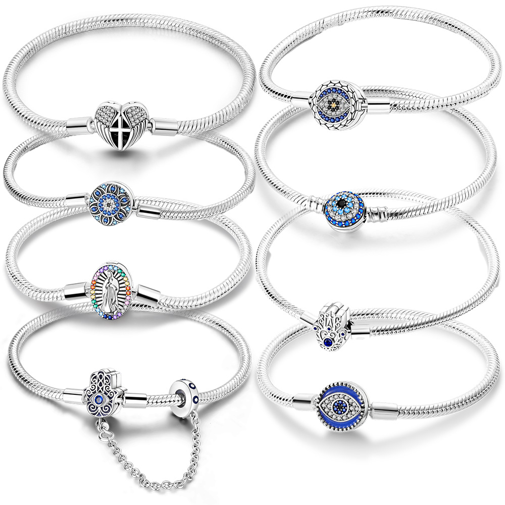 Copper-plated Silver Cross Snake-chain Bracelet