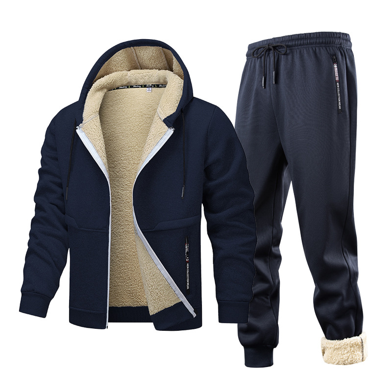 Mens Fleece-Quilted Set With Hoodie And Fleece-Lined Jacket For Men - Image 2