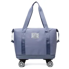 Universal Wheel Expandable Luggage Oversized Capacity Travel Bag - Blue - View 1
