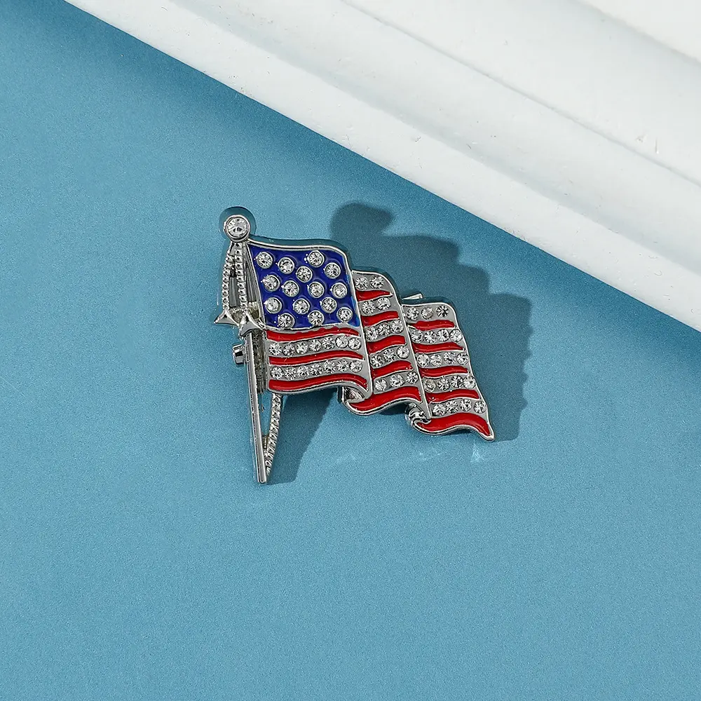 American Flag Golden M Badge Alloy Drop Oil Diamond