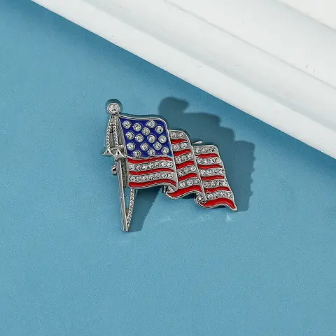 American Flag Golden M Badge Alloy Drop Oil Diamond