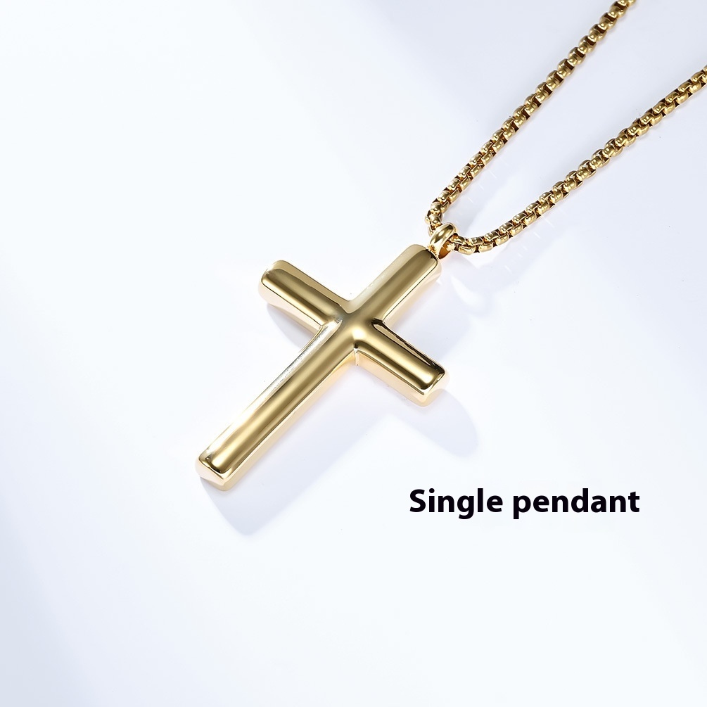 Men's Stainless Steel Glossy Cross Pendant Medium Cold Wind Men's And Women's Bracelet Accessories