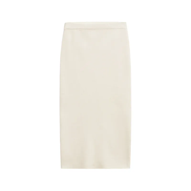 New Round Neck Belt Knitted Top Knitted Simple Temperament Midi Dress 4192063 Suit - Skirt-S